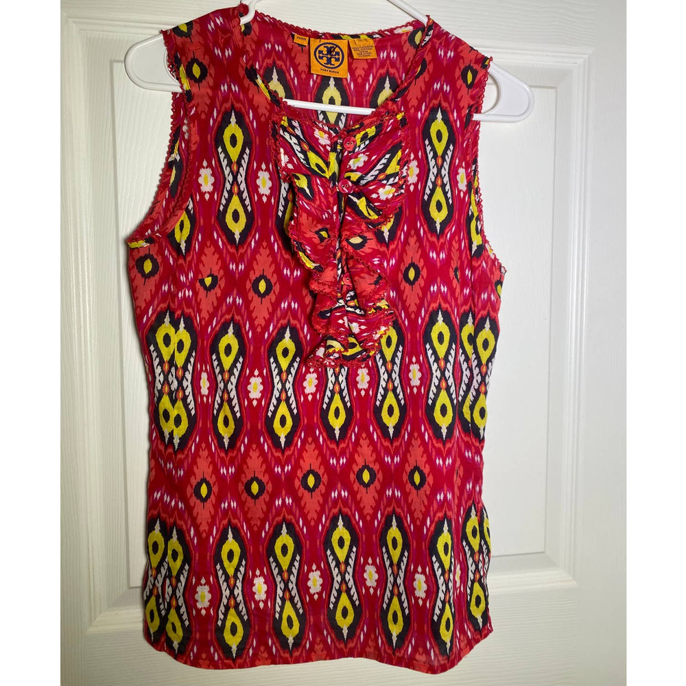 Tory Burch sleeveless top with ruffles size 2